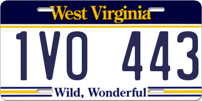 WV license plate 1VO443