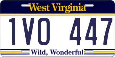 WV license plate 1VO447