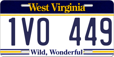 WV license plate 1VO449