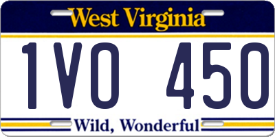 WV license plate 1VO450
