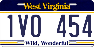 WV license plate 1VO454