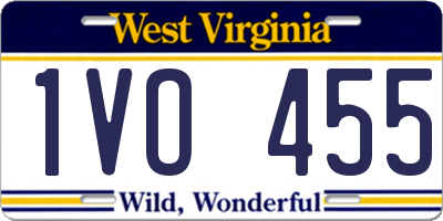 WV license plate 1VO455
