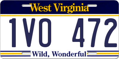 WV license plate 1VO472