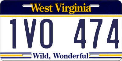 WV license plate 1VO474