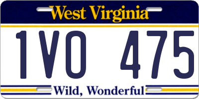 WV license plate 1VO475