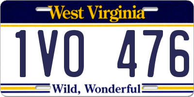 WV license plate 1VO476