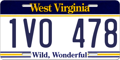 WV license plate 1VO478