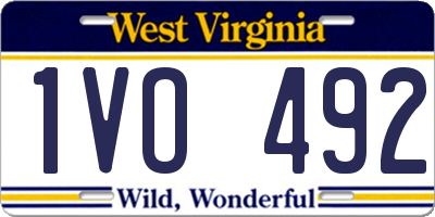 WV license plate 1VO492