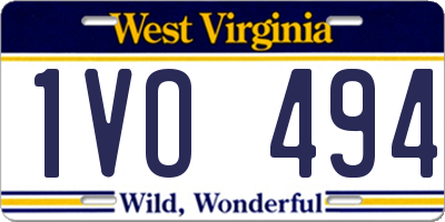 WV license plate 1VO494