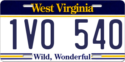 WV license plate 1VO540