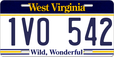 WV license plate 1VO542