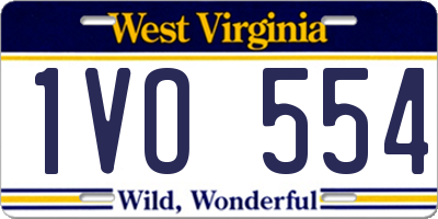 WV license plate 1VO554