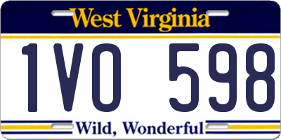 WV license plate 1VO598