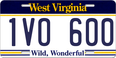WV license plate 1VO600