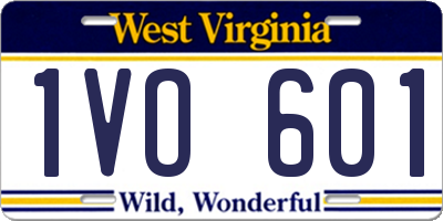 WV license plate 1VO601