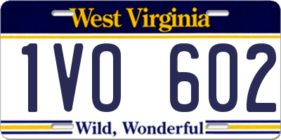 WV license plate 1VO602