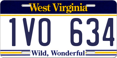 WV license plate 1VO634