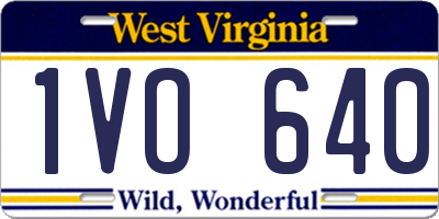 WV license plate 1VO640