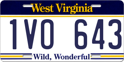 WV license plate 1VO643