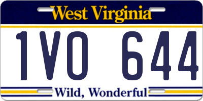 WV license plate 1VO644