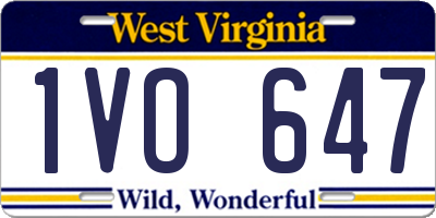 WV license plate 1VO647