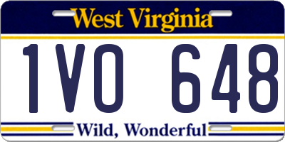 WV license plate 1VO648
