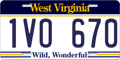 WV license plate 1VO670
