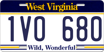 WV license plate 1VO680