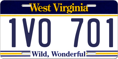 WV license plate 1VO701