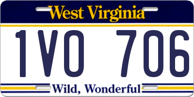 WV license plate 1VO706
