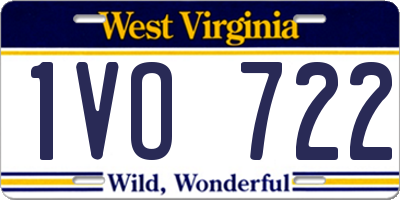 WV license plate 1VO722