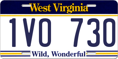 WV license plate 1VO730