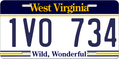 WV license plate 1VO734