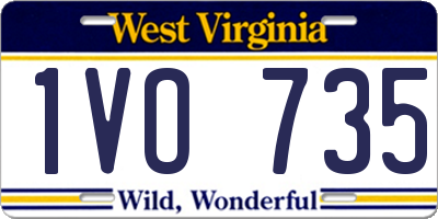 WV license plate 1VO735