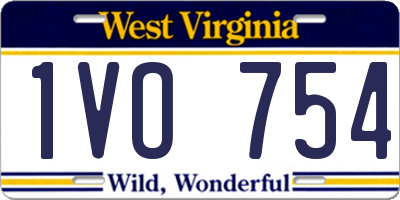 WV license plate 1VO754