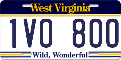 WV license plate 1VO800