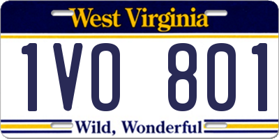 WV license plate 1VO801