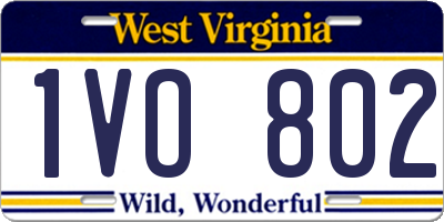 WV license plate 1VO802