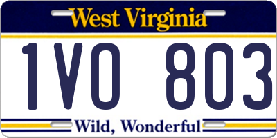 WV license plate 1VO803