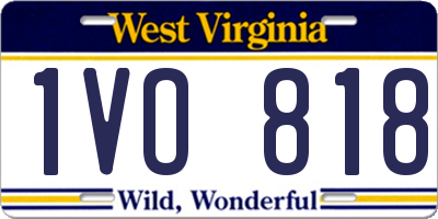 WV license plate 1VO818