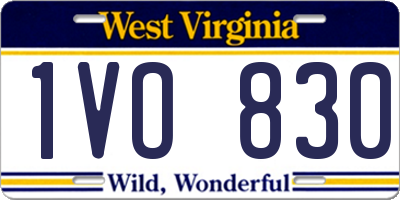 WV license plate 1VO830