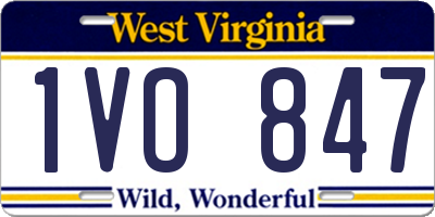 WV license plate 1VO847