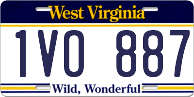 WV license plate 1VO887