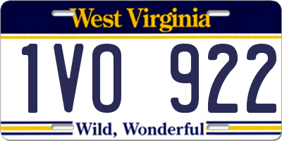 WV license plate 1VO922