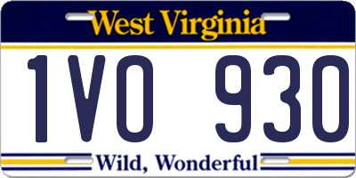 WV license plate 1VO930