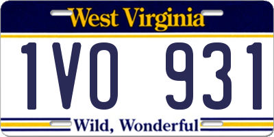 WV license plate 1VO931