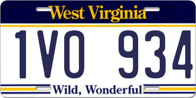 WV license plate 1VO934