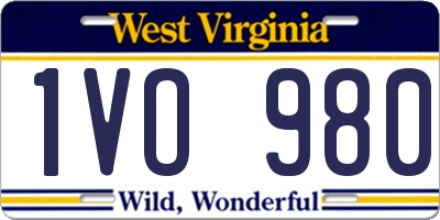 WV license plate 1VO980