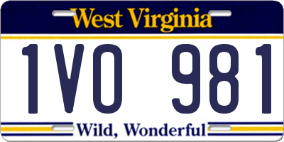 WV license plate 1VO981