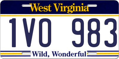 WV license plate 1VO983